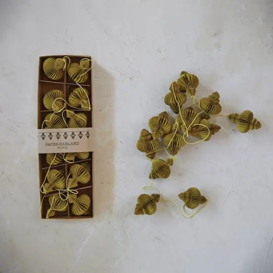 Hello Honey&reg; 6ft. Handmade Recycled Paper Honeycomb Finial with Gold Glitter Garland Chartreuse {3}