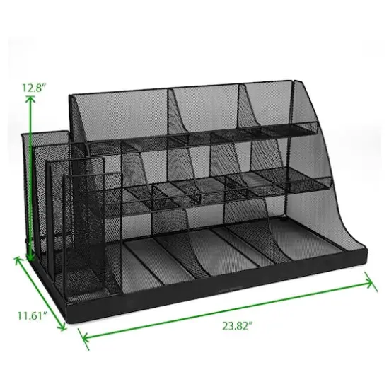 Mind Reader Black 14-Compartment 3-Tier Metal Mesh Large Breakroom Condiment Organizer {4}