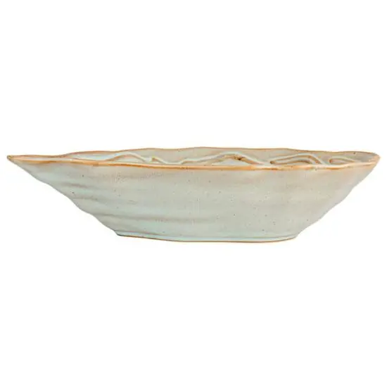 Hello Honey&reg; 11.5" Tan & Blue Oyster Shaped Stoneware Bowl {9}