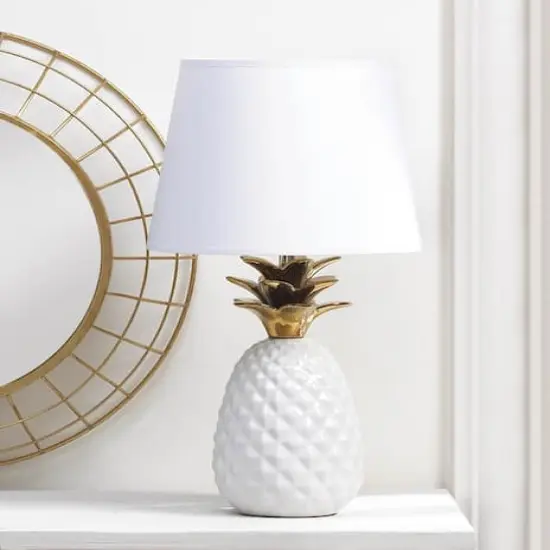 19.5" Gold Topped Pineapple Lamp {4}