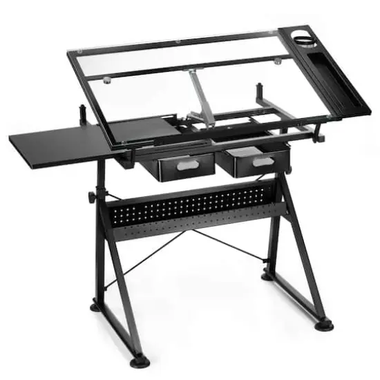 Metal & Glass Artist Table by Artist's Loft&reg; Black {1}