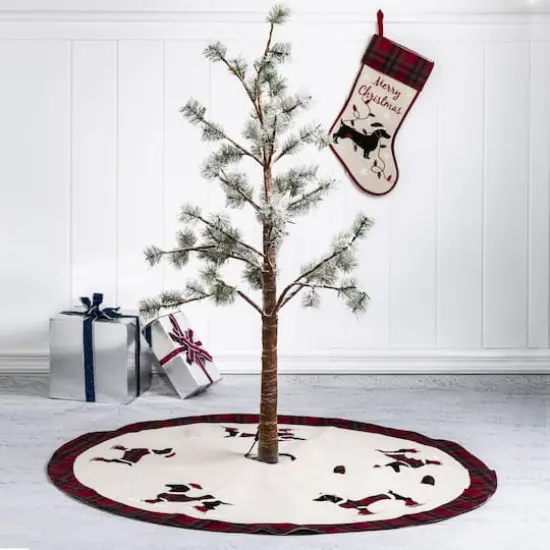Glitzhome&reg; 21" Dachshund Fabric Christmas Stocking {3}