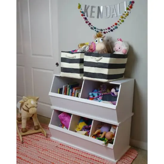 DII&reg; Large Striped Rectangle Woven Paper Storage Basket Black {5}