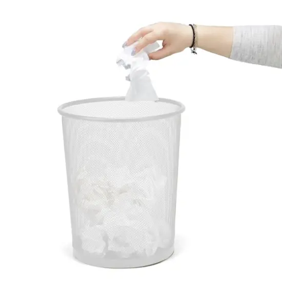 Mind Reader Garbage Round Metal Mesh Waste Basket Recycling Bin White {5}
