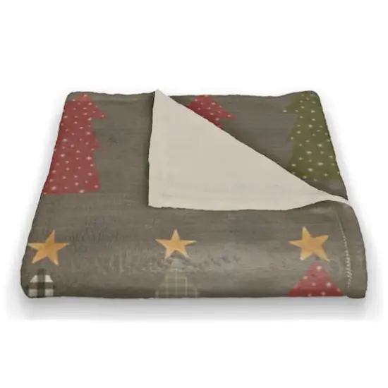 Gray Tree Pattern Coral Fleece Blanket {3}
