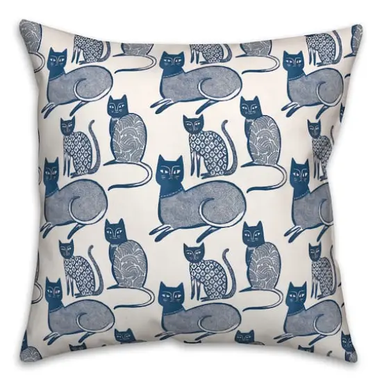 Blue Cat Pattern 18" x 18" Throw Pillow {1}