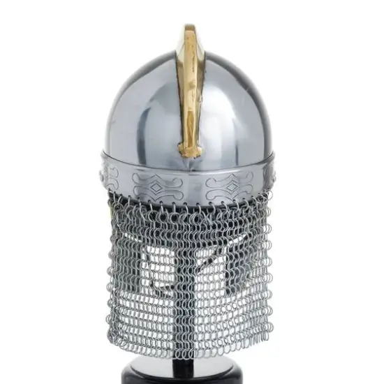 Silver Iron Vintage Helmet, 17" x 9" x 11" {9}