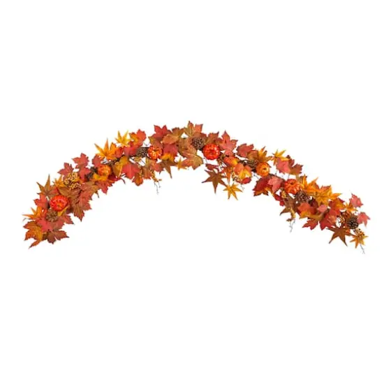 6ft. Autumn Maple Leaf, Pumpkin, Gourd & Berry Fall Garland {1}