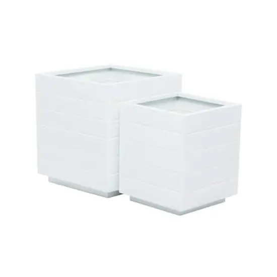 White Modern Planter, Set of 2" 14", 10" {4}