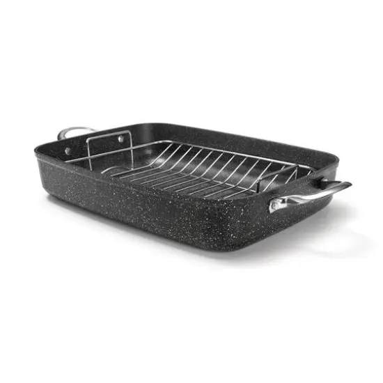 THE ROCK by Starfrit 17" Roaster With Rack & Stainless Steel Handles {3}