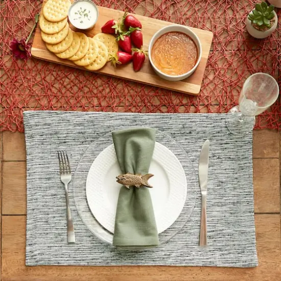 DII&reg; Tonal Recycled Cotton Slubby Rib Placemats, 6ct. Black/Off White {6}