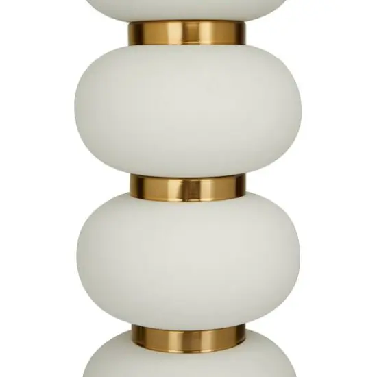 CosmoLiving by Cosmopolitan 28" Metal Orbs Style Base with Drum Shade Table Lamp White {5}