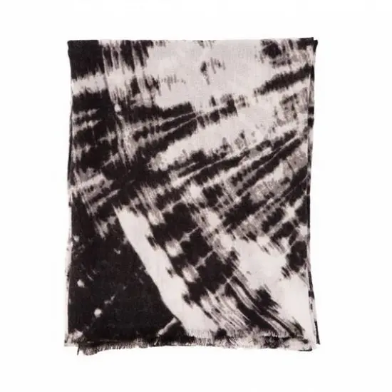 Glitzhome&reg; 78" Black, White & Gray Tie Dye Scarf with Fringe {5}