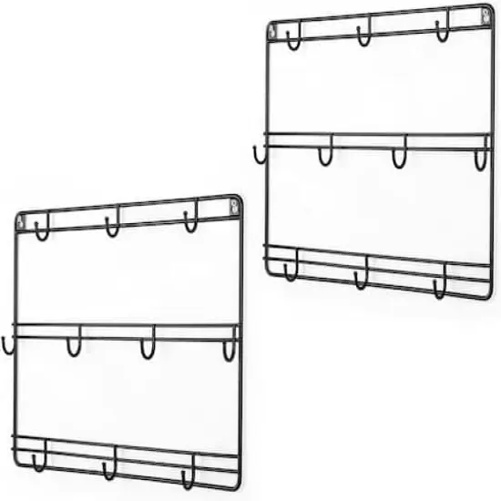 NEX&trade; Black Wall Mounted Coffee Cup Holder Set {1}