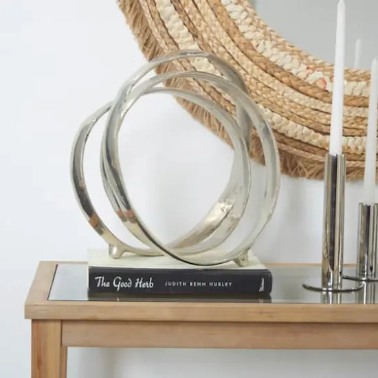 13" Aluminum Looped Abstract Sculpture Silver {3}