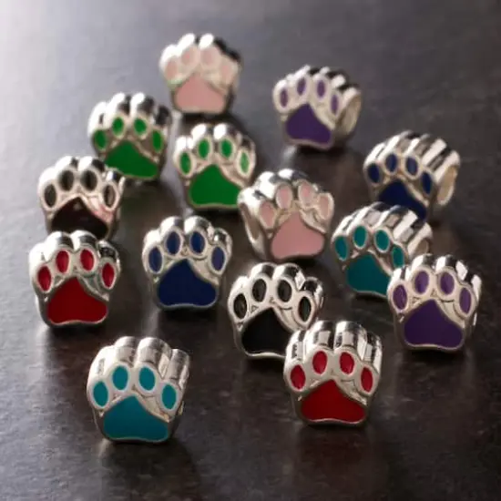 Multicolor Enamel Metal Paw Beads, 10mm by Bead Landing&trade; {3}