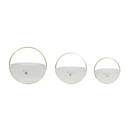 Gold & White Metal Contemporary Wall Planter Set {5}