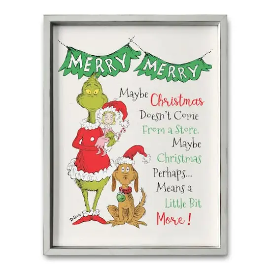The Grinch Merry Merry 18" x 24" Dr. Seuss White Framed Print {1}