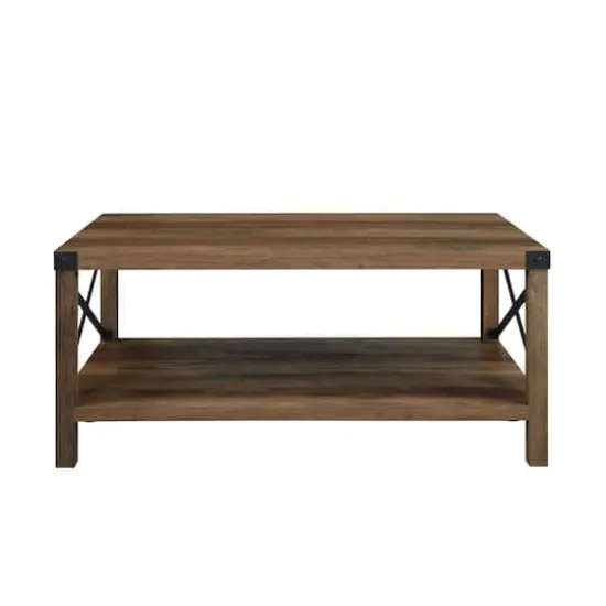 Walker Edison Black Metal & Reclaimed Barnwood Rustic Coffee Table  {1}