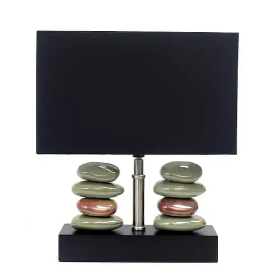 Elegant Designs&trade; 14" Rectangular Dual Stacked Stone Table Lamp with Black Shade {1}
