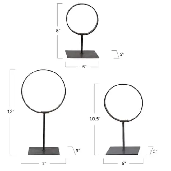 Hello Honey&reg; Decorative Modern Found Metal Rings on Stands Set {5}