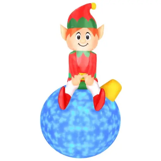 5ft. Airflowz Inflatable Elf on Ornament with Swirling Lights {1}