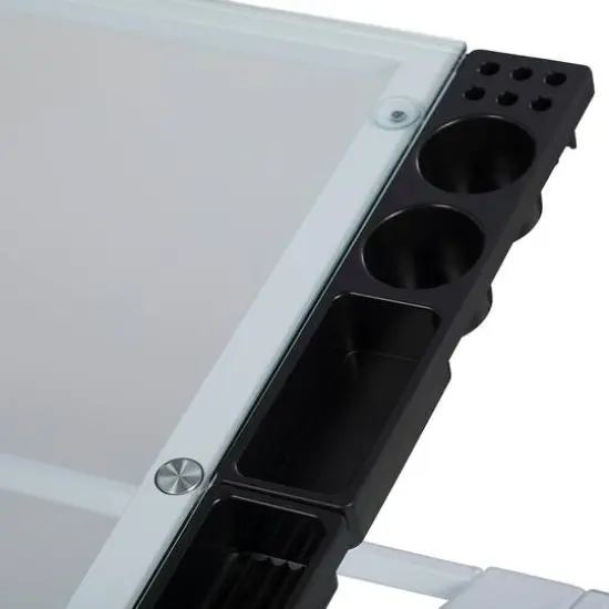 Studio Designs Futura Glass Top Craft Station with Folding Shelf in White {9}