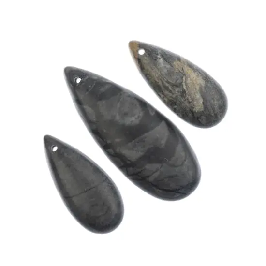 John Bead Earth’s Jewels Natural Stone Teardrop Pendant Slices Picasso Jasper {3}