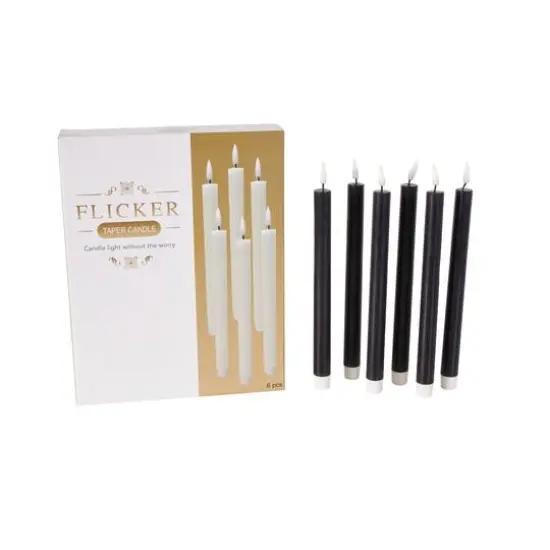 11" Flameless Wax Candles with Remote Control, 6ct. Black {8}