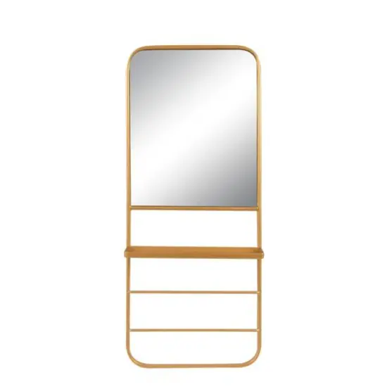 Hello Honey&reg; 40" Gold Metal Wall Mirror with Shelf {1}
