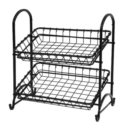 18.5" Black 2-Tier Metal Removable Baskets {1}
