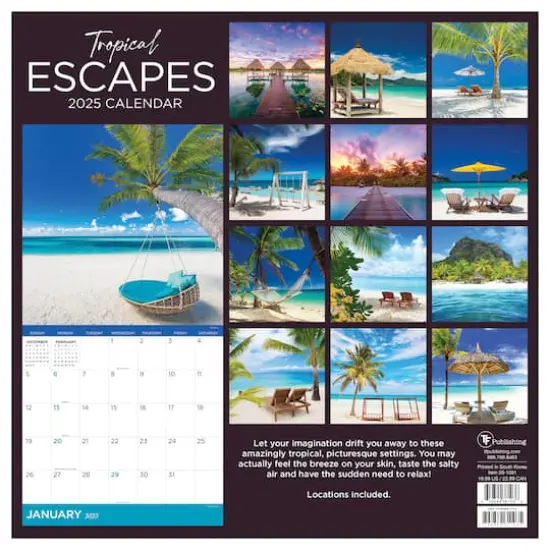 TF Publishing 2025 Tropical Escapes Wall Calendar {3}