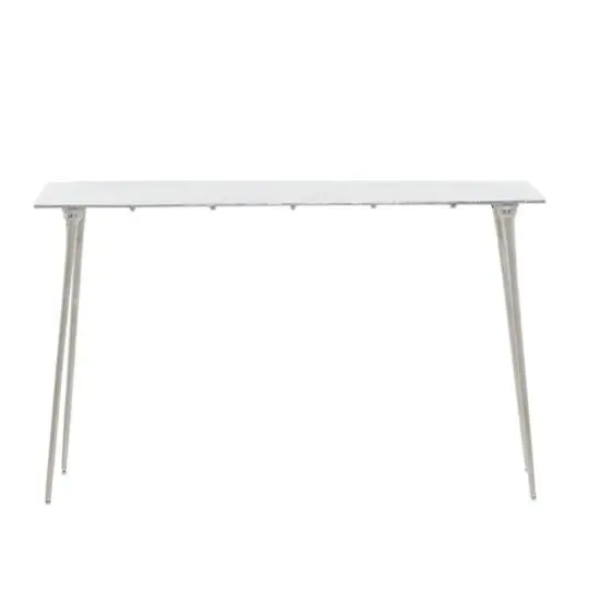 Silver Aluminum Glam Console Table, 50" x 15" x 31" {8}