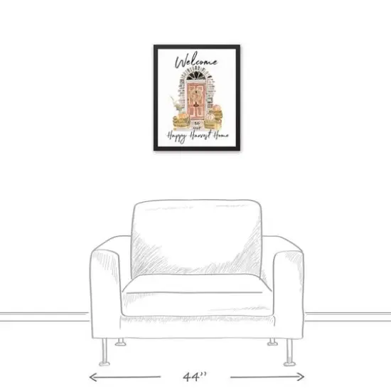 Happy Harvest Home Black Framed Canvas Wall Art {5}