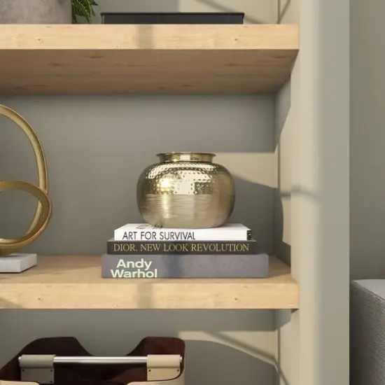 7" Gold Aluminum Brushed Vase with Hammered Top {12}