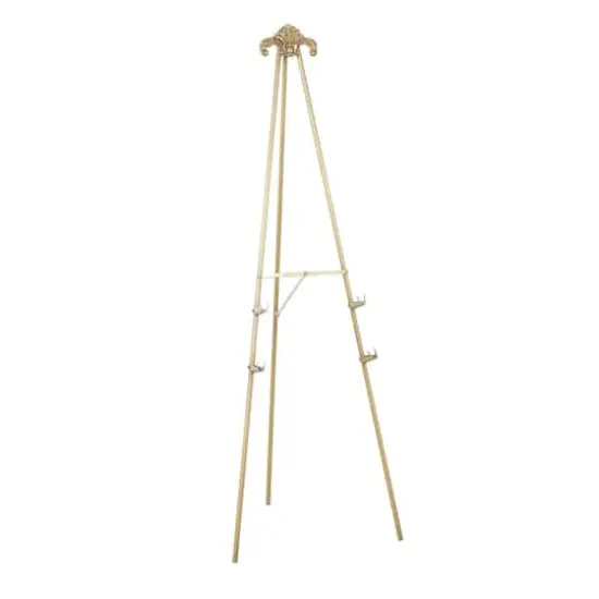 55.25" Gold Metal Large Foldable 2-Tier Display Easel with Scroll Finial {1}