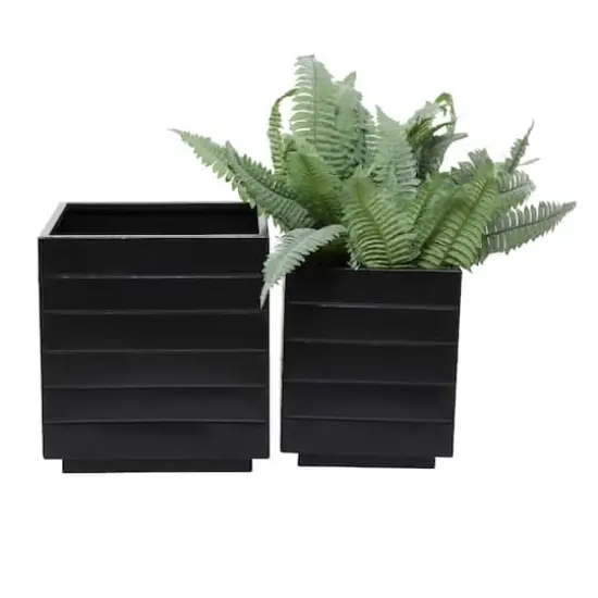 Black Modern Planter, Set of 2" 13", 10" {5}
