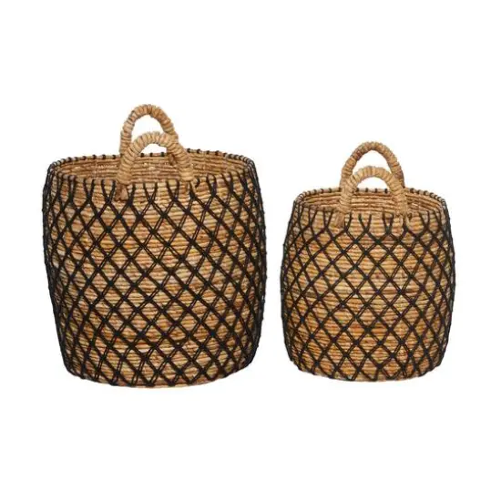 Brown Banana Leaf Coastal Storage Basket Set {6}