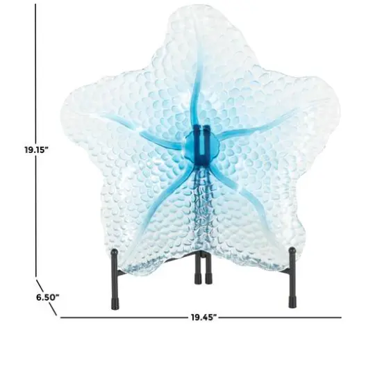 19.5" Blue Ombre Glass Starfish Charger with Metal Stand {5}