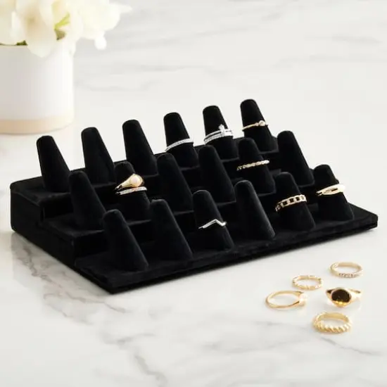 Black Velvet 3-Tier Ring Peg Display by Bead Landing&trade; {3}