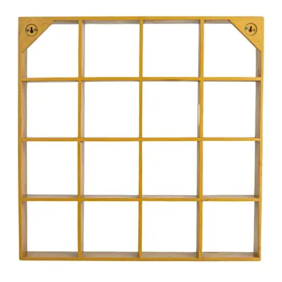 Hello Honey 27.5" Mustard Square Reclaimed Wood & Metal Wall Shelf {12}