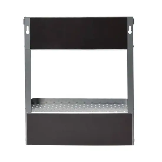 Household Essentials Metal Magnetic Organizer with Towel Rack Gray {6}