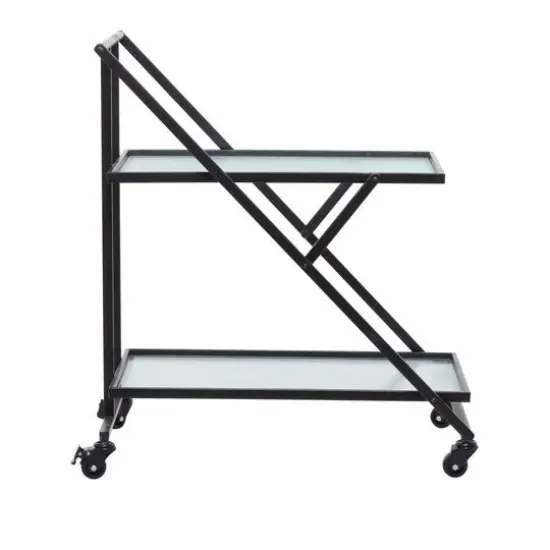 Black Iron Industrial Bar Cart, 32" x 25" x 18" {4}