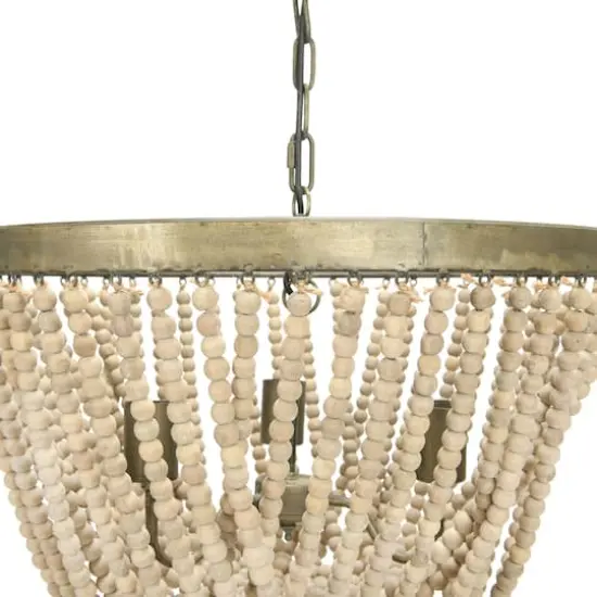 Hello Honey&reg; White Metal Chandelier with Draped Wood Beads {6}
