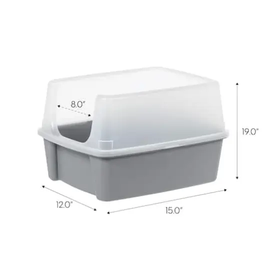 IRIS&reg; 20qt. Gray Cat Litter Box with Open Lid {5}