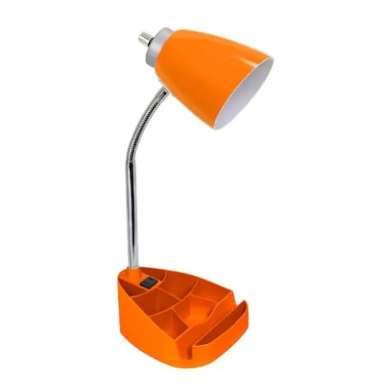 LimeLights 18.5" Gooseneck Desk Lamp with Tablet Stand and Charging Outlet Orange {1}