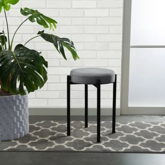 Home Details 18" Velour Vanity Stool Gray {7}