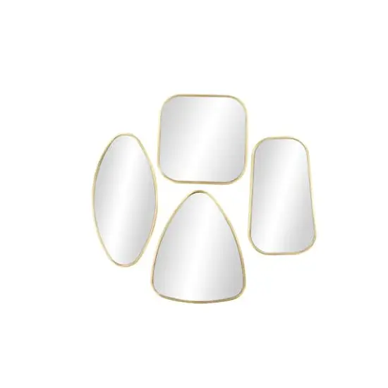 CosmoLiving by Cosmopolitan Set of 4 Gold Wood Glam Wall Mirror, 24", 21", 20" {3}