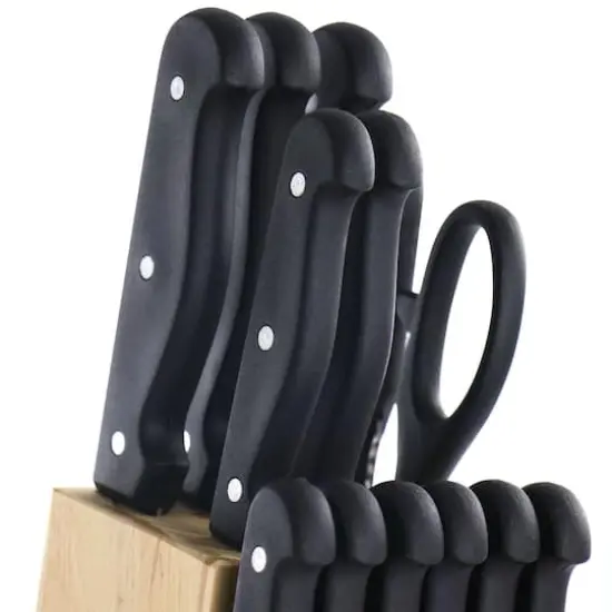 Gibson Home&reg; Westover 13-Piece Black Stainless Steel Cutlery Set with Wood Storage Block {9}