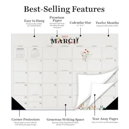 TF Publishing Medium 2025 Floral Monthly Blotter Desk Pad Calendar {6}
